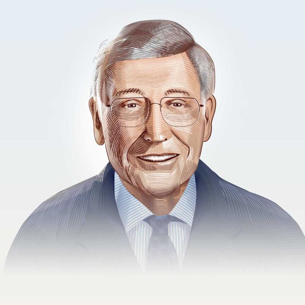 Digital portrait of Bernie Marcus, American businessman who co-founded Home Depot.