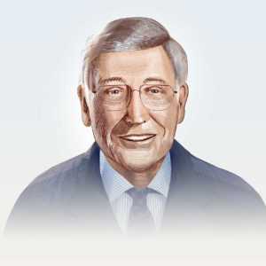 Digital portrait of Bernie Marcus, American businessman who co-founded Home Depot.