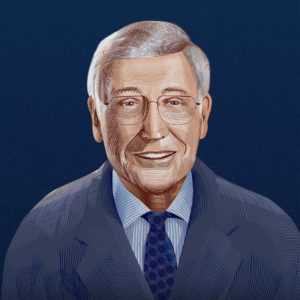 Digital portrait of Bernie Marcus, American businessman who co-founded Home Depot.