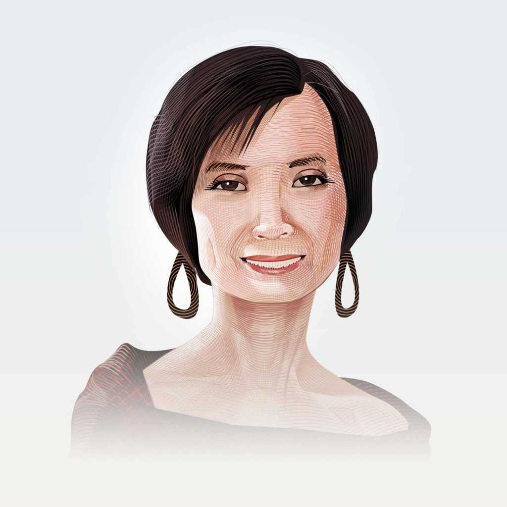 Digital portrait of Josie Natori, American fashion designer and the CEO and founder of The Natori Company.
