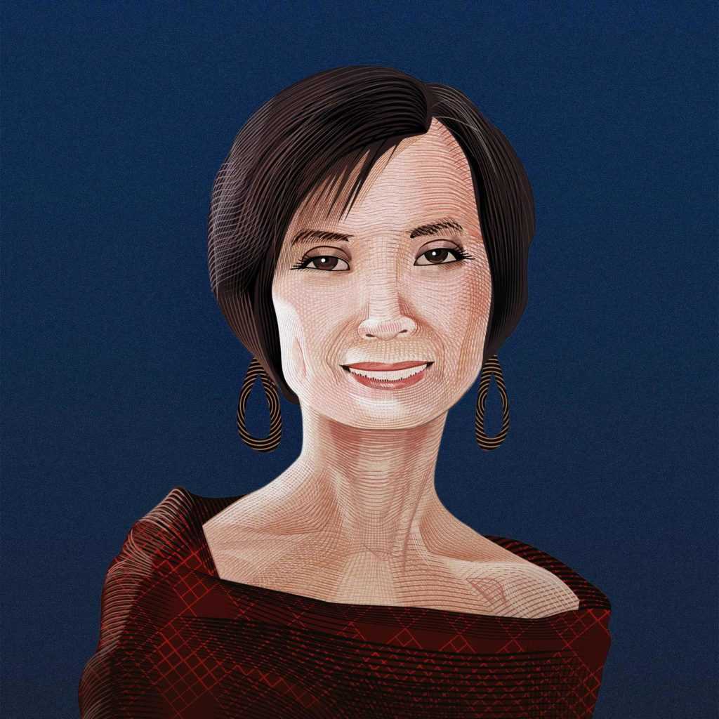 Digital portrait of Josie Natori, American fashion designer and the CEO and founder of The Natori Company.