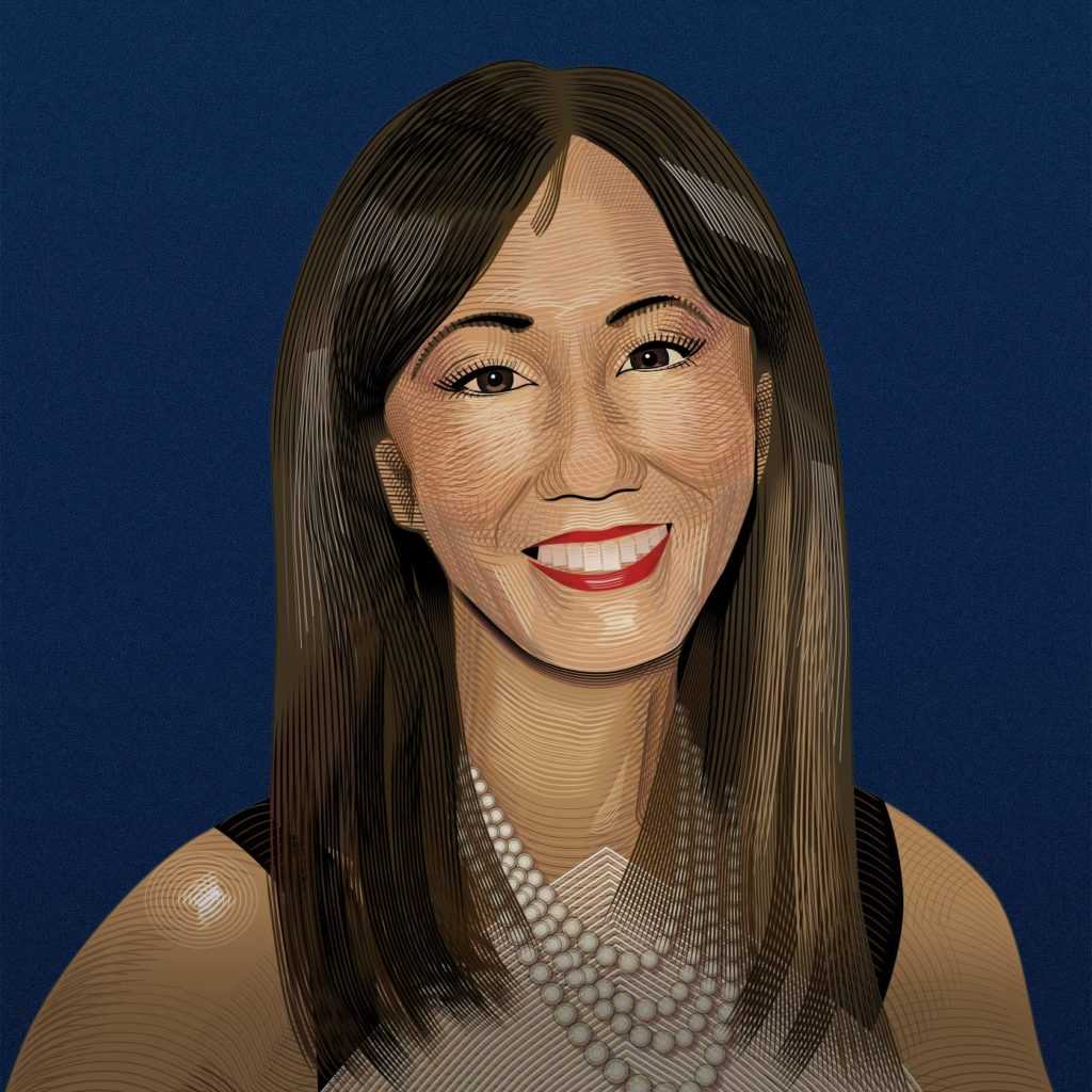 Digital portrait of Sabrina Kay, American entrepreneur and philanthropist who has been involved in education, fashion, and business.